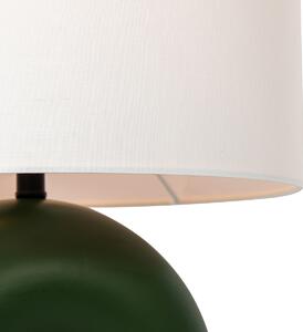 Lampada da tavolo di design verde con paralume in lino bianco - Lotti