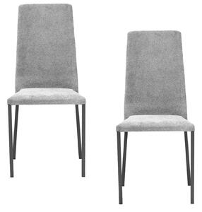 Set 2 sedie Imbottite 45x50x96 cm in Tessuto Ddenver Betty New Argento