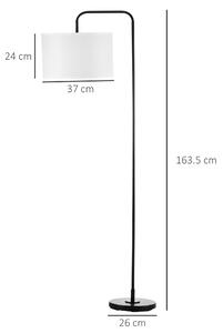HOMCOM Lampada da Terra Moderna in Acciaio con Paralume in Tessuto Effetto Lino, 64x38x163.5 cm, Bianca e Nera