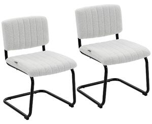 HOMCOM Set 2 sedie da pranzo imbottite in tessuto teddy con gambe a slitta, crema | Aosom Italy