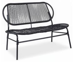 KOMFOTTEU, panca da giardino in rattan PE, modello a 2 posti, resistente fino a 300 kg, colore nero