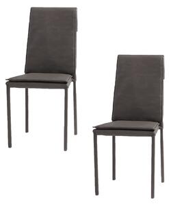 Set 2 sedie Imbottite 45x59x95 cm In Tessuto Effetto Pelle Vincent Moka Bufalo
