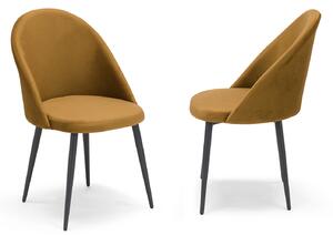 Set 2 sedie Imbottite 51x58x87 cm In Tessuto Tiffany Lola Senape