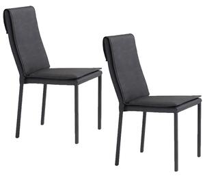Set 2 sedie Imbottite 45x59x95 cm In Tessuto Effetto Pelle Vincent Fango