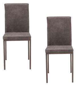 Set 2 sedie Imbottite 42x54x93 cm in Tessuto Ranger Licya Tortora / Gambe Tortora