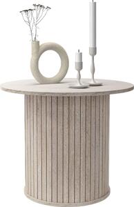 ML-Design tavolino rotondo Ø60x50 cm effetto pietra beige Tavolo da soggiorno con piano sporgente Tavolino Tavolino da salotto Tavolino da divano per tè caffè