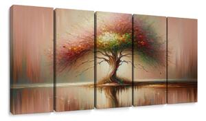 Quadri 5 pezzi – Albero della vita con riflesso