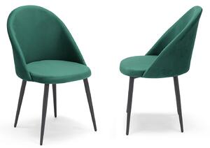 Set 2 sedie Imbottite 51x58x87 cm In Tessuto Tiffany Lola Verde Smeraldo