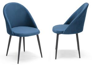 Set 2 sedie Imbottite 51x58x87 cm In Tessuto Tiffany Lola Blue Notte