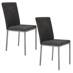 Set 2 sedie Imbottite 42x54x93 cm in Tessuto Ranger Licya Moka Bufalo / Gambe Silver