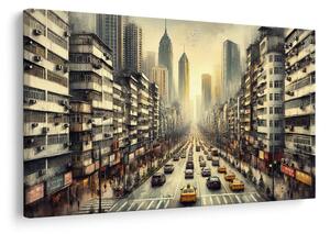 Quadro su tela – Strada cittadina al tramonto