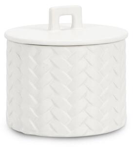 Candela con Coperchio Ø14,5x14 cm in Ceramina Twine Bianco