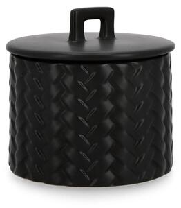 Candela con Coperchio Ø14,5x14 cm in Ceramina Twine Nero
