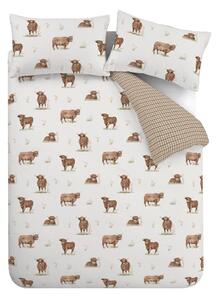 Set copripiumino e federa marrone e beige per letto singolo 135x200 cm Angus Highland Cow – Catherine Lansfield