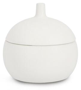 Candela con Coperchio Ø14x14 cm in Ceramina Canister Bianco