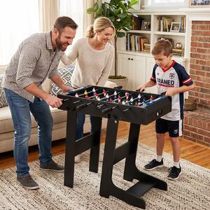 Costway Calcio balilla da tavolo pieghevole, Gioco calcio balilla da interno per sala giochi feste e serate in famiglia Nero