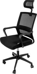 Poltrona ergonomica, sedia da ufficio girevole Furvero Basic PLUS con braccioli, supporto lombare e poggiatesta, funzione dondolo, colore nero