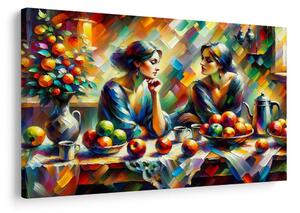 Quadro su tela – Signore al tavolo con frutta