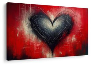 Quadro su tela – Cuore su sfondo rosso