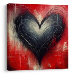 Quadro su tela – Cuore in bianco e nero nel caos