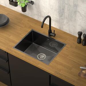 ML-Design lavello da cucina con scarico e troppopieno, antracite, in acciaio inox