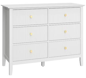 HOMCOM Cassettiera Sideboard con 6 Cassetti, Mobile Contenitore Moderno per Soggiorno, Camera da Letto e Corridoio, 100x40x78 cm, Bianco | Aosom Italy