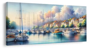 Quadro su tela – Porto con case colorate