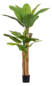 Pianta Artificiale di Banano 115x120x200 cm in Plastica con Vaso Verde