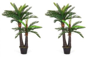 Set 2 Piante Artificiali Palma altezza 150 cm in Plastica con Vasi Verde