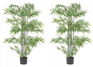Set 2 Piante Artificiali di Bamboo Ø70x150 cm in Plastica con Vasi Verde