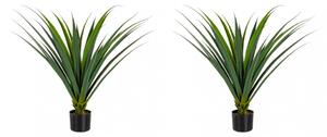 Set 2 Piante Artificiali Ruscaceae Altezza 90 cm in Plastica con Vasi Verde