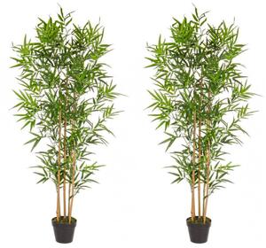 Set 2 Piante Artificiali di Bamboo 70x70x155 cm in Plastica con Vasi Verde