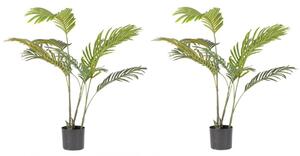 Set 2 Piante Artificiali di Kenzia Ø75x80 cm in Plastica con Vasi Verde