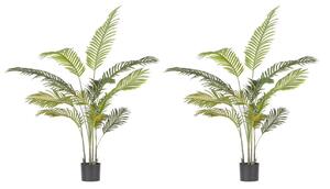Set 2 Piante Artificiali di Kenzia Ø90x120 cm in Plastica con Vasi Verde