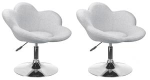 Set 2 Poltroncine da Soggiorno 69x55x69/81 cm in Schiuma Poliuretanica Fleur Cromo-Grigio Chiaro