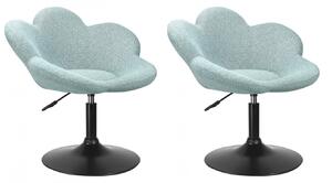 Set 2 Poltroncine da Soggiorno 69x55x69/81 cm in Schiuma Poliuretanica Fleur Nero-Acquamarina