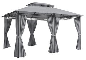 Outsunny Gazebo da Giardino con Tende, Tetto Ventilato, Grigio Scuro | Aosom Italy