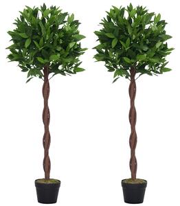 Outsunny Set di 2 Piante Finte di Alloro in Vaso per Interni ed Esterni Altezza 120cm Ideale per Decorazioni e Arredamento Casa|Aosom