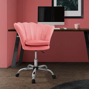 ML-Design sedia da ufficio 360° velluto rosa sedia da trucco con schienale a conchiglia, sedia girevole con rotelle, sedia da scrivania regolabile in altezza sgabello girevole