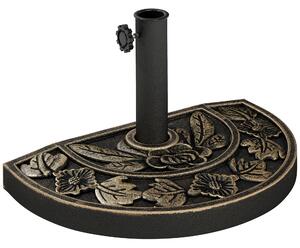 Outsunny Base Ombrellone Giardino Semicircolare in Resina, 9kg, per Ombrelloni Ø3.8-4.8cm, Palo con Manovella di Bloccaggio, 50x31x32cm | Aosom Italy