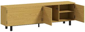 HOMCOM Mobile TV 180 cm, Mobile per Televisori da 208,3 cm con 4 Ante ad Apertura a Pressione, 180x35x55,5 cm, Effetto Legno Naturale | Aosom Italy