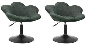 Set 2 Poltroncine da Soggiorno 69x55x69/81 cm in Schiuma Poliuretanica Fleur Nero-Verde Scuro