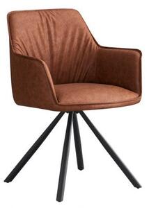 Set 2 Sedie Girevoli con Braccioli 59.5x61x84 cm in Poliestere Breval Marrone Chiaro