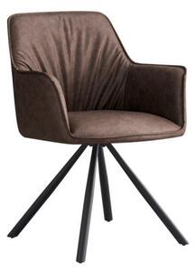 Set 2 Sedie Girevoli con Braccioli 59.5x61x84 cm in Poliestere Breval Marrone Scuro