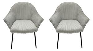 Set 2 Sedie con Braccioli 66x64x83 cm in Poliestere Cassidy Nero-Grigio Chiaro