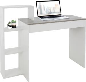 ML-Design scrivania con ripiano, scrivania per computer, bianca con piano in cemento, 3 ripiani, 110x72x40 cm, legno, sistema 2 in 1, per la casa