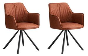 Set 2 Sedie Girevoli con Braccioli 59.5x61x84 cm in Poliestere Breval Marrone Chiaro
