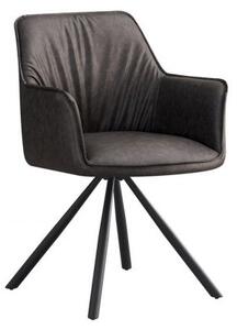 Set 2 Sedie Girevoli con Braccioli 59.5x61x84 cm in Poliestere Breval Grigio