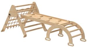 AIYAPLAY Triangolo da arrampicata bambini 8 in 1 con rampa doppia, scivolo e scala, 191.5x74.5x63 cm, naturale | Aosom Italy