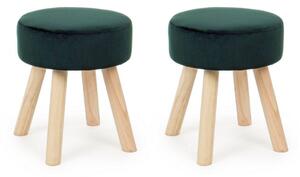 Set 2 Sgabelli 34x34x38 cm in Velluto Adeline Jungle
